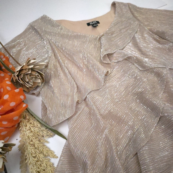 SLNY Shimmering Rose Gold Layered Dress Sz 12 - Picture 11 of 14